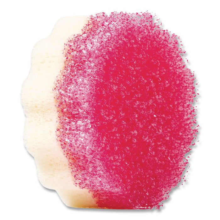 Sqeezy Dual-Sided Sponge and Scrubber, 4" x 5.3", 3.8" Thick, Pink/Ivory, 12/Carton