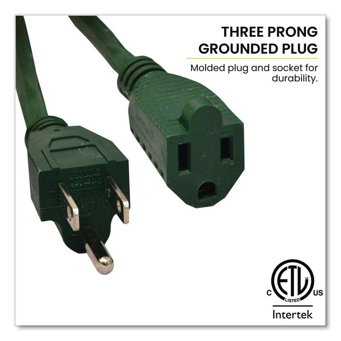 16 AWG Outdoor Extension Cord, 25 ft, 13 A, Green