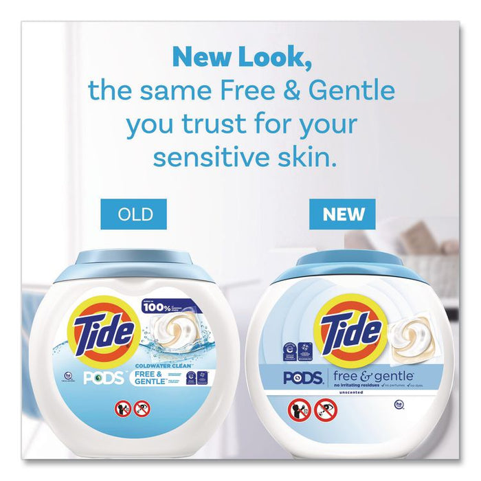 PODS Laundry Detergent, HE Compatible, Free and Gentle, 56 oz Tub, 76 Pacs/Tub
