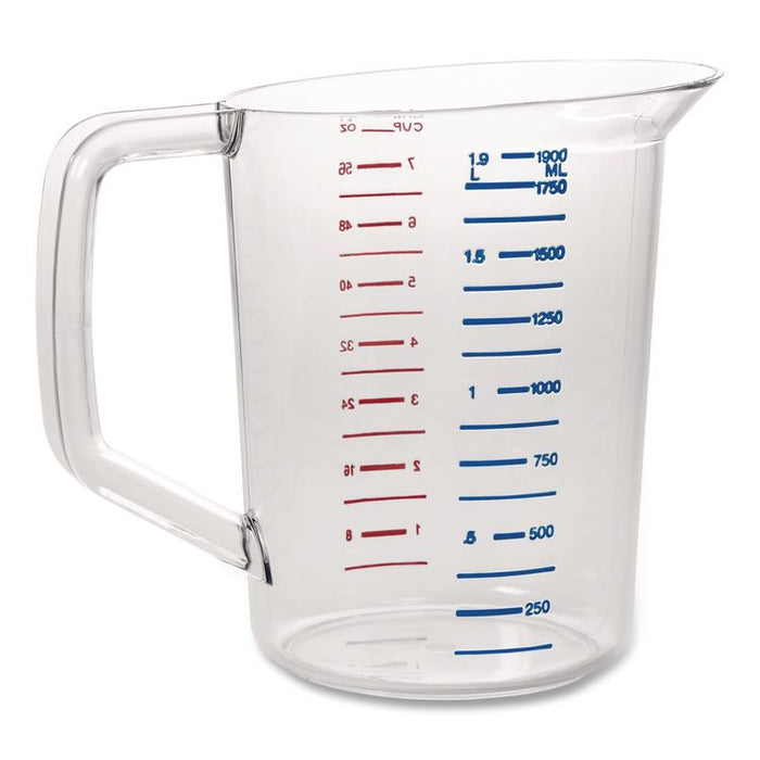 Bouncer Measuring Cup, 2 qt, Plastic, Clear