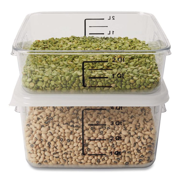 SpaceSaver Square Containers, 4 qt, 8.8 x 8.75 x 4.75, Clear, Plastic