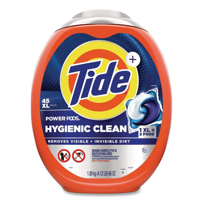 Hygienic Clean Heavy 10x Duty Power Pods, HE Compatible, Original Scent, 66 oz Tub, 45 Pods, 4/Carton