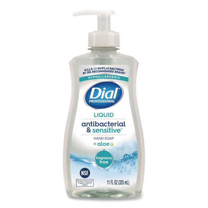 Antibacterial and Sensitive Fragrance-Free Liquid Hand Soap, Unscented, 11 oz, 12/Carton