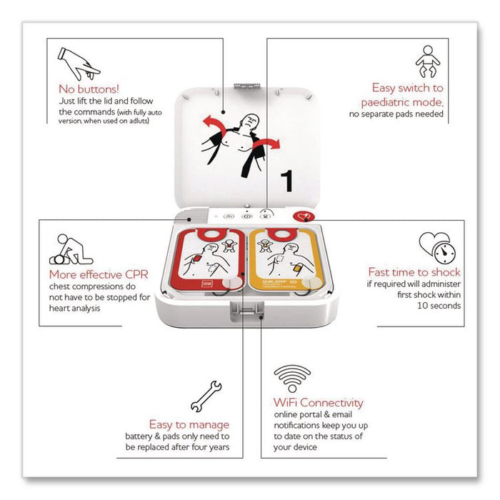 LIFEPAK CR2 Wi-Fi Defibrillator, Fully Automatic, English/Spanish, Bag