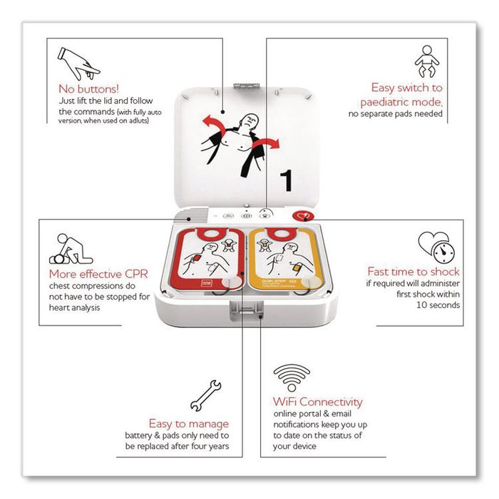 LIFEPAK CR2 Wi-Fi Defibrillator, Semi-Automatic, English, Bag