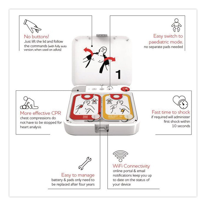 LIFEPAK CR2 Wi-Fi Defibrillator, Fully Automatic, English/Spanish, Handle