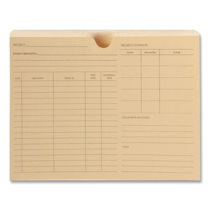 Preprinted Project Jackets, Straight Tab, Letter Size, Manila, 50/Box