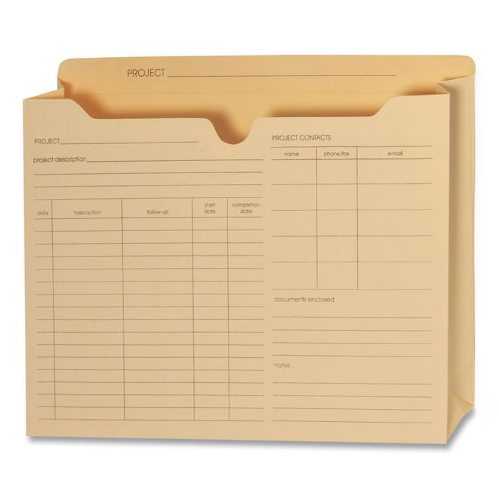 Preprinted Project Jackets, Straight Tab, Letter Size, Manila, 50/Box
