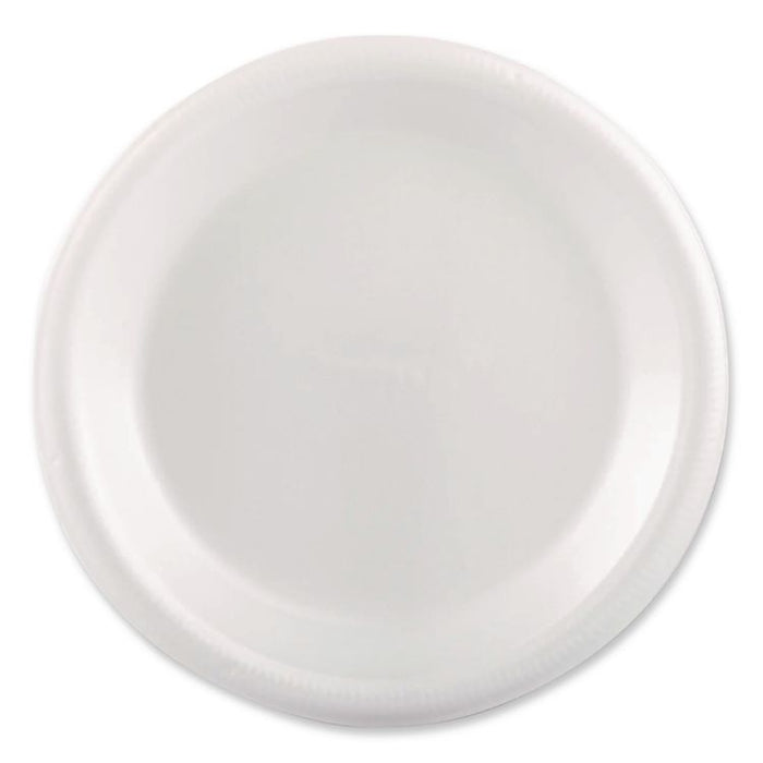 Foam Dinnerware, Plate, 9" dia, Poly Bag, White, 125/Sleeve, 4 Sleeves/Pack