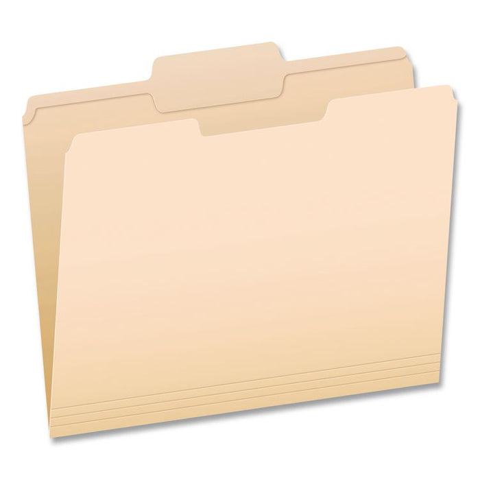 Reinforced Top File Folders, 1/3-Cut Tabs: Assorted Positions, Letter Size, Manila, 100/Box