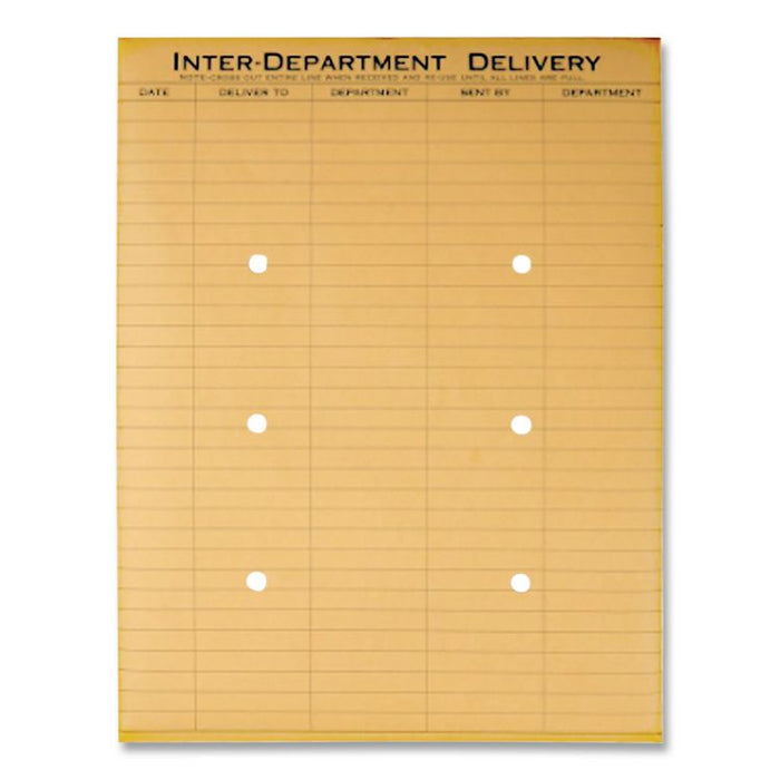 Brown Kraft String/Button Interoffice Envelope, #97, Two-Sided Five-Column Format, 52-Entries, 10 x 13, Brown Kraft, 100/CT
