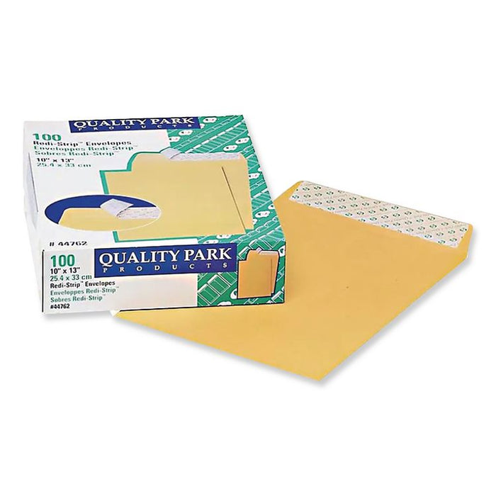 Redi-Strip Catalog Envelope, #13 1/2, Cheese Blade Flap, Redi-Strip Adhesive Closure, 10 x 13, Brown Kraft, 100/Box