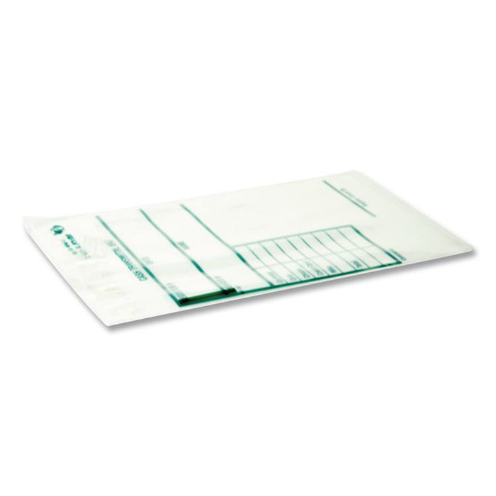 Clear Cash Transmittal Bags with Pre-Printed Info Block, Polyethylene, 6" x 9", Clear, 100/Pack