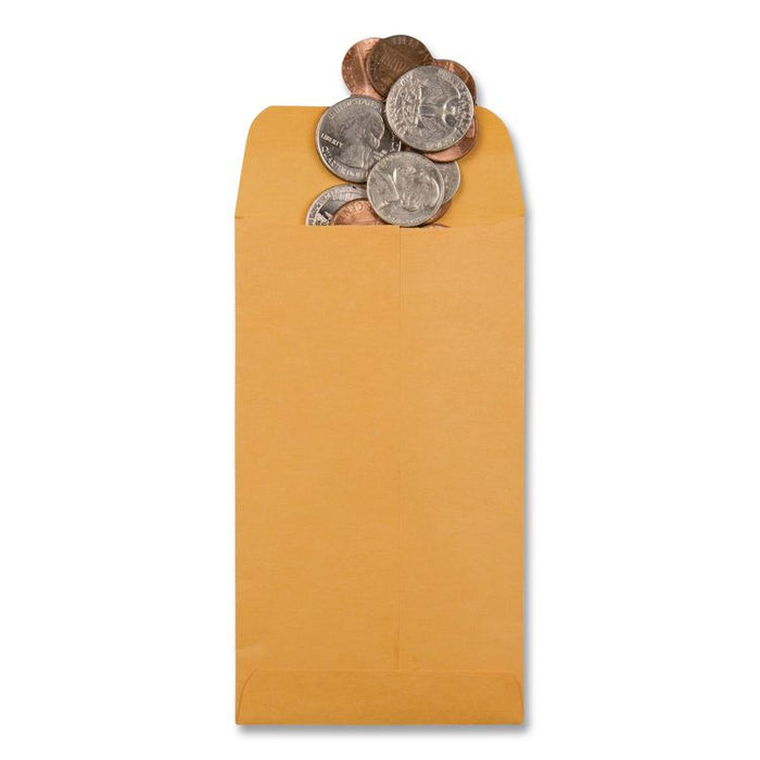 Kraft Coin and Small Parts Envelope, #6, Square Flap, Gummed Closure, 3.38 x 6, Brown Kraft, 500/Box
