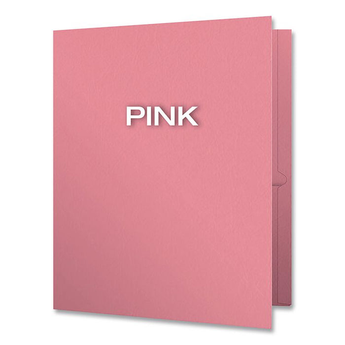 Twin-Pocket Folder, Accommodates (100) 11 x 8.5 Sheets, Pink, 25/Box