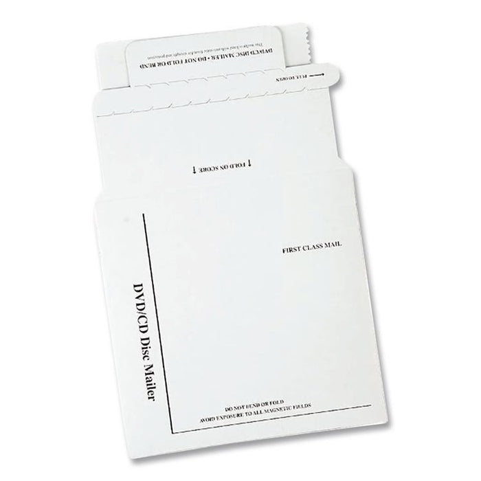 Disk/CD Foam-Lined Mailers for CDs/DVDs, Square Flap, Redi-Strip Adhesive Closure, 5.13 x 5, White, 25/Box