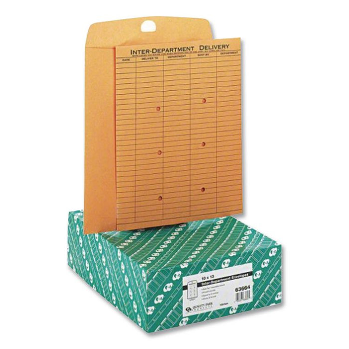 Brown Kraft Resealable Redi-Tac Interoffice Envelope, #97, One-Sided Five-Column Format, 10 x 13, Brown Kraft, 100/Box