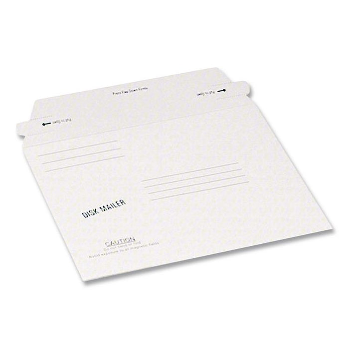 Economy Disk/CD Mailer for CDs/DVDs, Square Flap, Redi-Strip Adhesive Closure, 7.5 x 6.06, White, 100/Carton