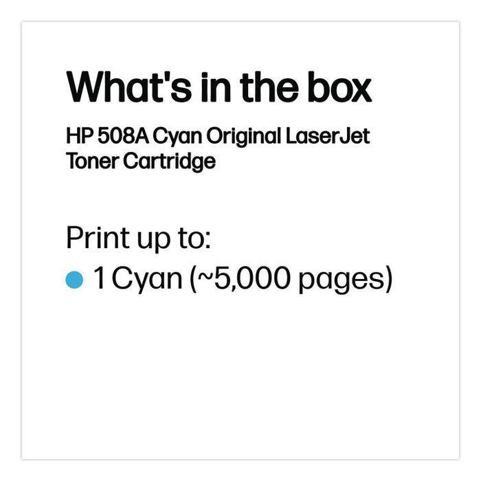 HP 508A, (CF361A) Cyan Original LaserJet Toner Cartridge