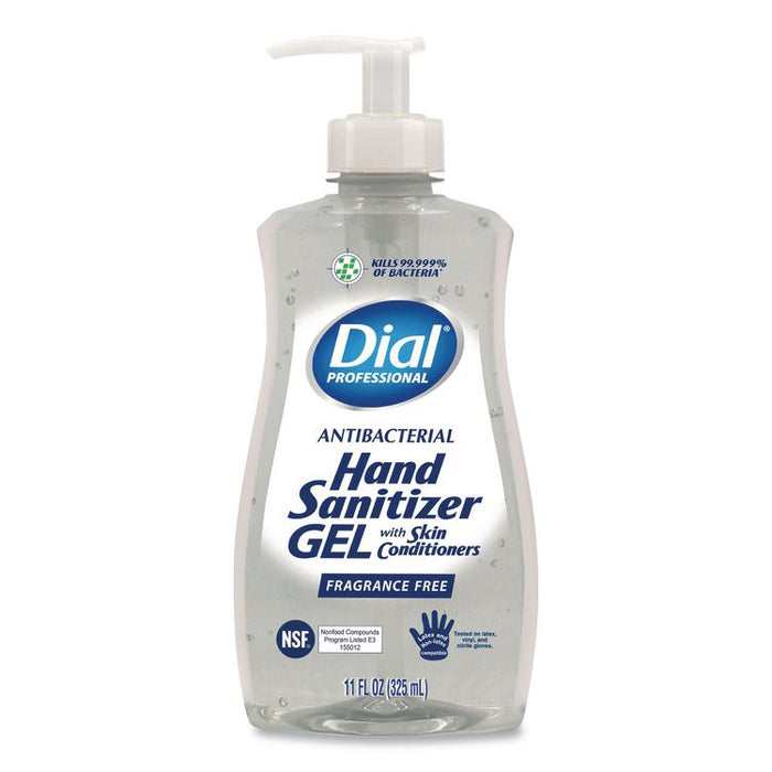 Gel Antibacterial Hand Sanitizer, 11 oz Pump Bottle, Fragrance-Free, 12/Carton