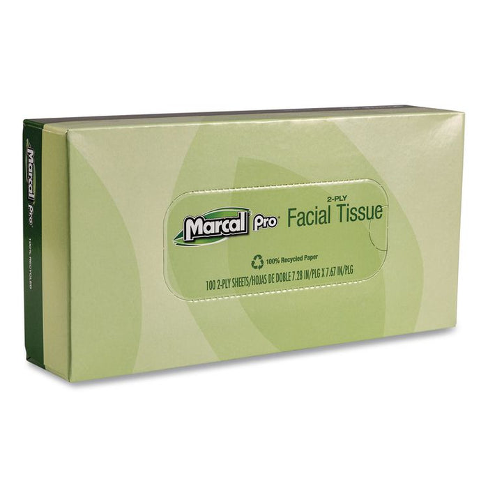 100% Recycled Convenience Pack Facial Tissue, 2-Ply, White, 100 Sheets/Box, 30/Carton
