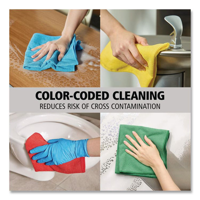 Microfiber Cleaning Cloths, 16 x 16, Red, 24/Pack