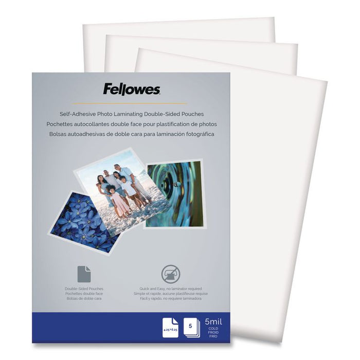 Self-Adhesive Laminating Pouches, 5 mil, 4.25" x 6.25", Gloss Clear, 5/Pack