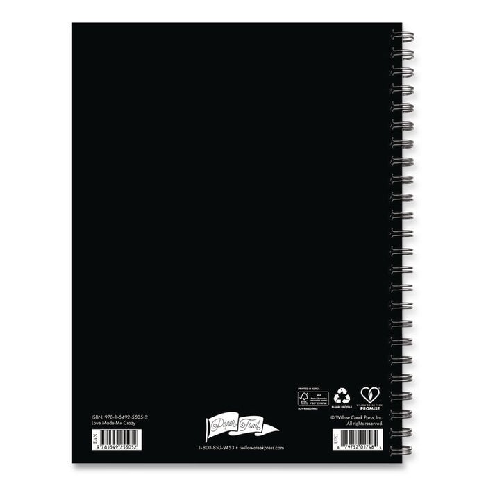 Love Made Me Crazy Undated Journal, Medium/College Rule, Black/White/Red Cover, (80) 8 x 6 Sheets