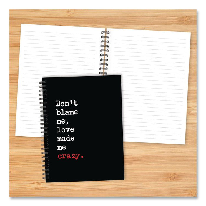Love Made Me Crazy Undated Journal, Medium/College Rule, Black/White/Red Cover, (80) 8 x 6 Sheets