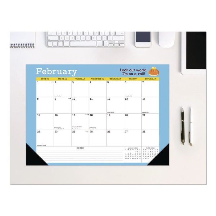 Punny Art of David Olenick Monthly Desk Pad Calendar, 17x12, White/Multicolor, Black Headband/Corners, 12-Month Jan-Dec 2026