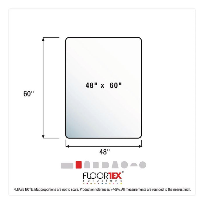 Unomat Anti-Slip Polycarbonate Chair Mat for Hard Floors and Carpet Tiles, Rectangular, Straight Edges, 60" x 48", Clear