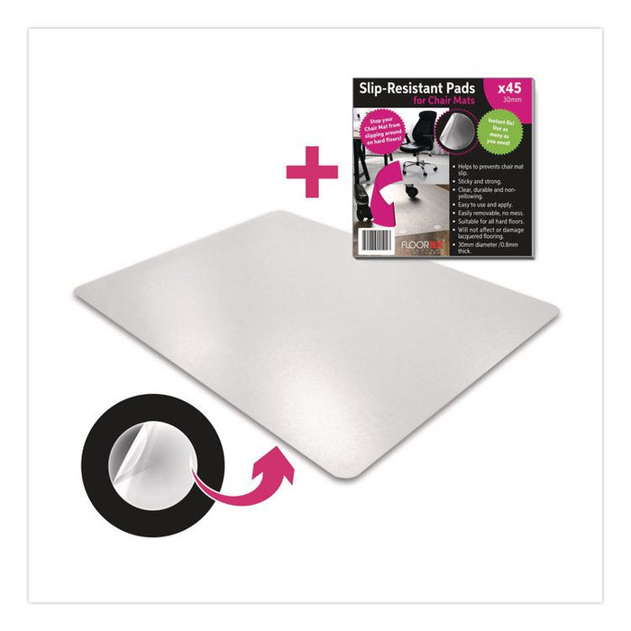Unomat Anti-Slip Polycarbonate Chair Mat for Hard Floors and Carpet Tiles, Rectangular, Straight Edges, 60" x 48", Clear