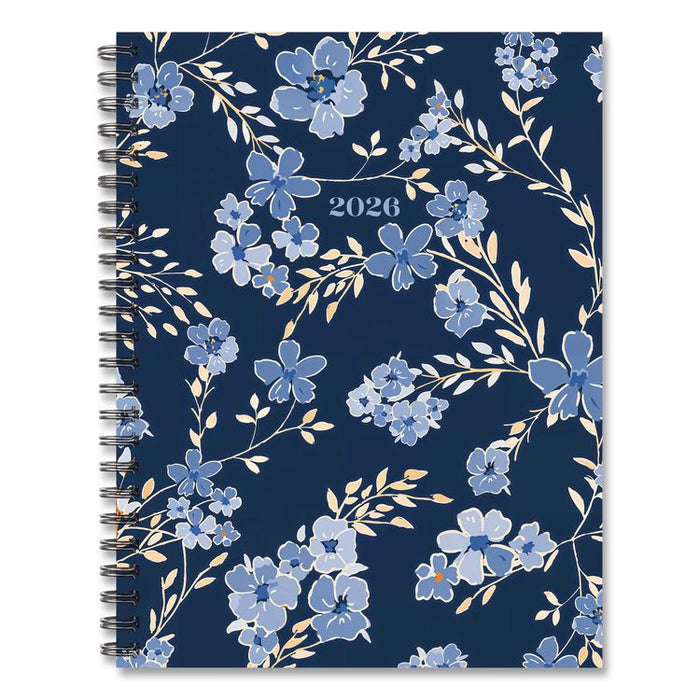 Bluesy Floral Weekly/Monthly Planner, 8.8 x 6.5, Blue Cover, 12-Month (Jan to Dec): 2026