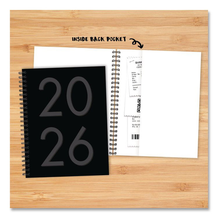Black Weekly/Monthly Planner, 8.5 x 6.5, Black Cover, 12-Month (Jan to Dec): 2026