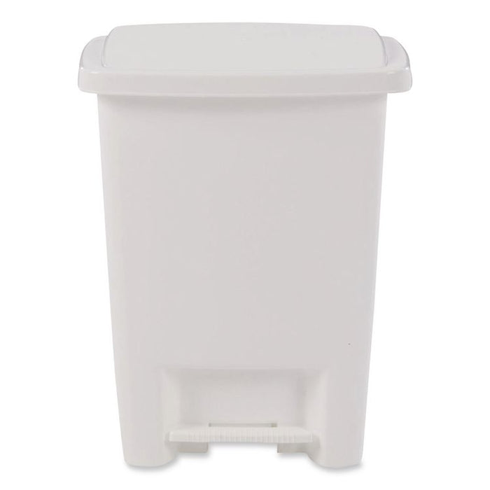 Step-On Waste Can, 8.25 gal, Plastic, White