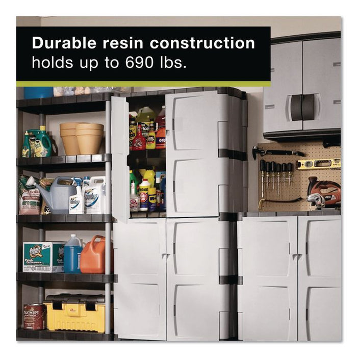 Double-Door Storage Cabinet - Base/Top, 36w x 18d x 72h, Gray/Black