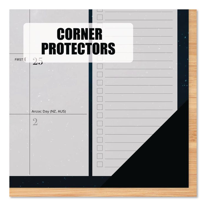 Moon Magic Large Monthly Desk Pad Calendar, 22 x 17, Gray/Black/Gold Sheets, Black Headband/Corners, 12-Month (Jan-Dec) 2026