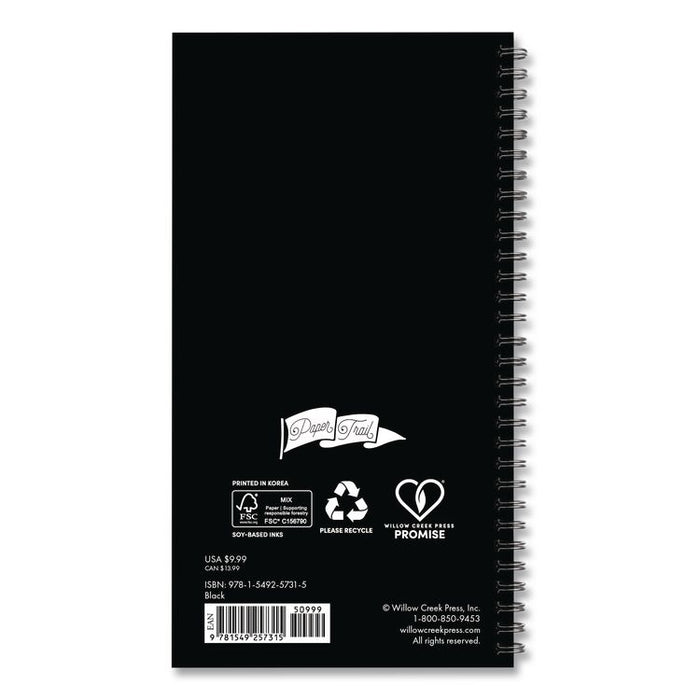 Black Softcover Weekly/Monthly Spiral Planner. 6.5 x 3.5, Black Cover, 12-Month (Jan to Dec): 2026