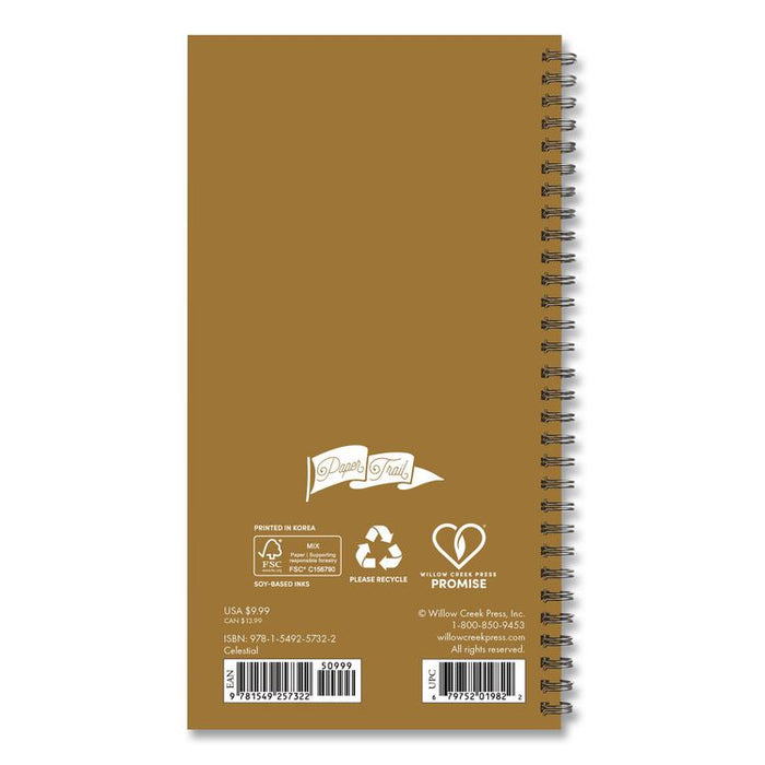 Celestial Softcover Weekly/Monthly Spiral Planner, 6.5 x 3.5, Black/Gold Cover, 12-Month (Jan to Dec): 2026