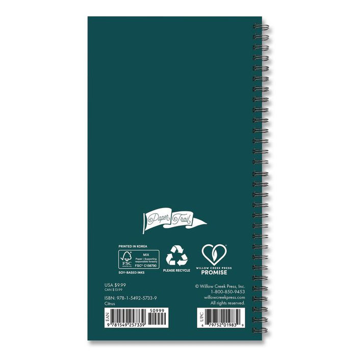 Citrus Softcover Weekly/Monthly Spiral Planner, Floral, 6.5 x 3.5, Multicolor Cover, 12-Month (Jan to Dec}: 2026