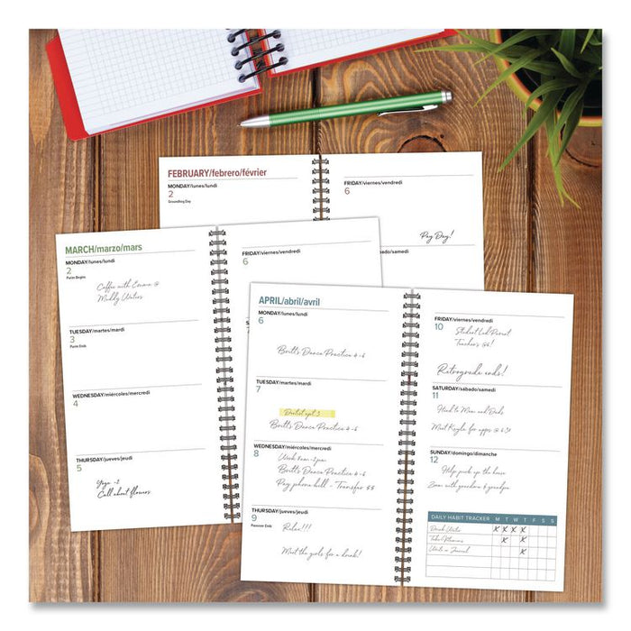 Organic Tapestry Small Weekly/Monthly Spiral Planner, 6.5 x 3.5, Multicolor Cover, 12-Month (Jan to Dec): 2026