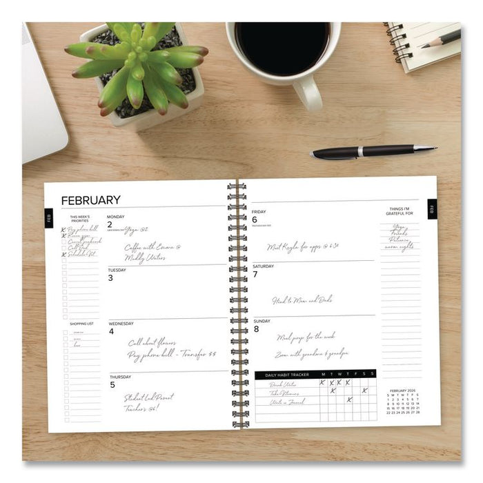 Basic Gray Weekly/Monthly Planner, 11 x 8.5, Gray Cover, 12-Month (Jan to Dec): 2026