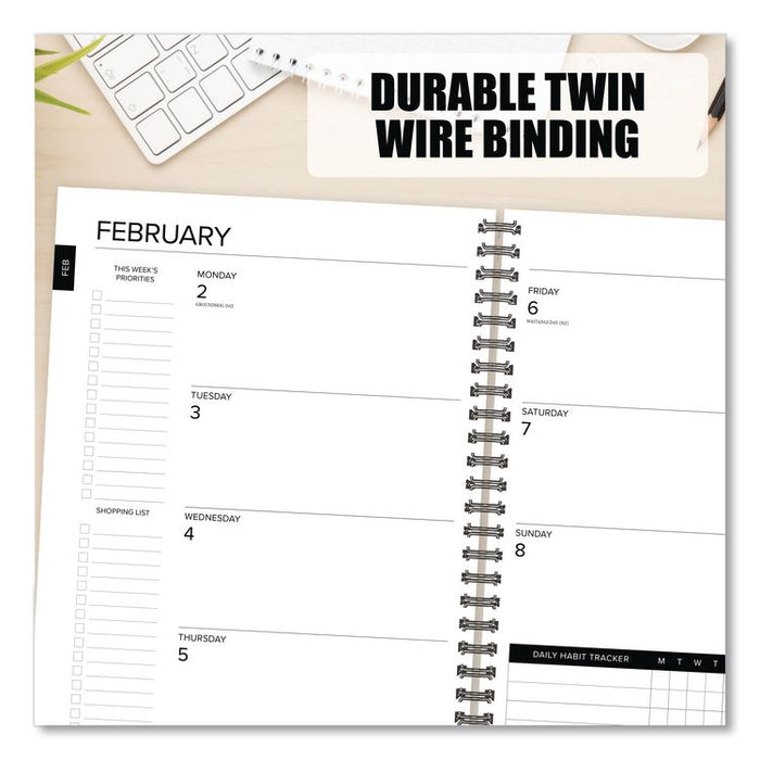 Basic Gray Weekly/Monthly Planner, 11 x 8.5, Gray Cover, 12-Month (Jan to Dec): 2026