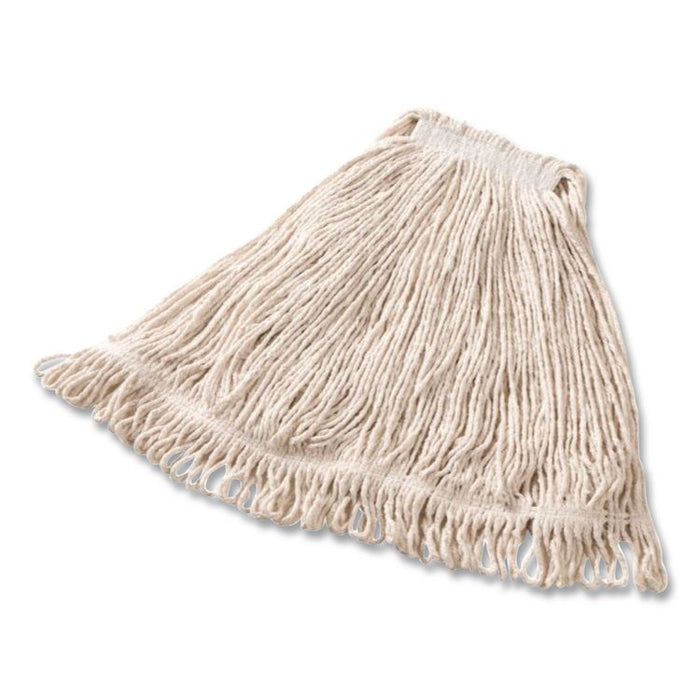 Super Stitch Cotton Looped End Wet Mop Head, Large, 1" White Headband, 6/Carton