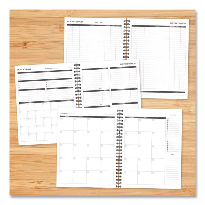 Budget Monthly Planner, 11 x 8.5, Black Cover, 12-Month, Undated