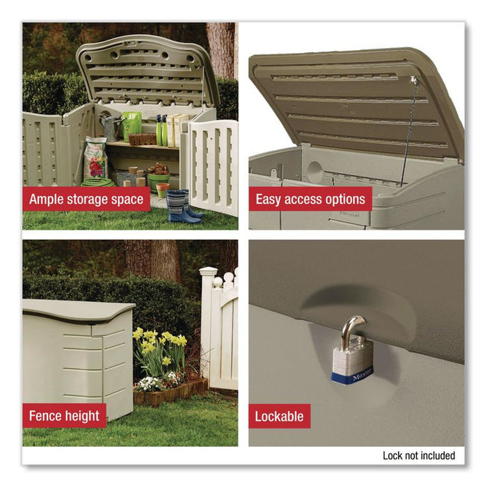 Horizontal Outdoor Storage Shed, 55 x 28 x 36, 20 cu ft, Olive Green/Sandstone