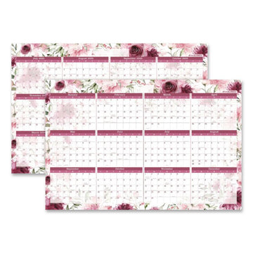 Badge Floral Academic/Calendar Year Wall Calendar, 24 x 36, 12-Month: (Jul 2025 to Jun 2026)/12-Month: (Jan 2026 to Dec 2026)