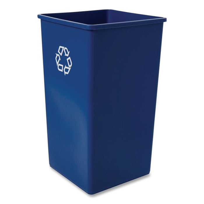 Square Recycling Container, 50 gal, Plastic, Blue