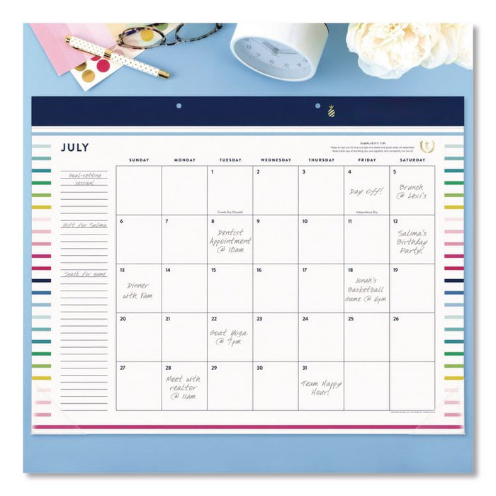 Simplified by Emily Ley Academic Monthly Deskpad Calendar, 17 x 22, White Sheets, 12-Month (July to June): 2025 to 2026