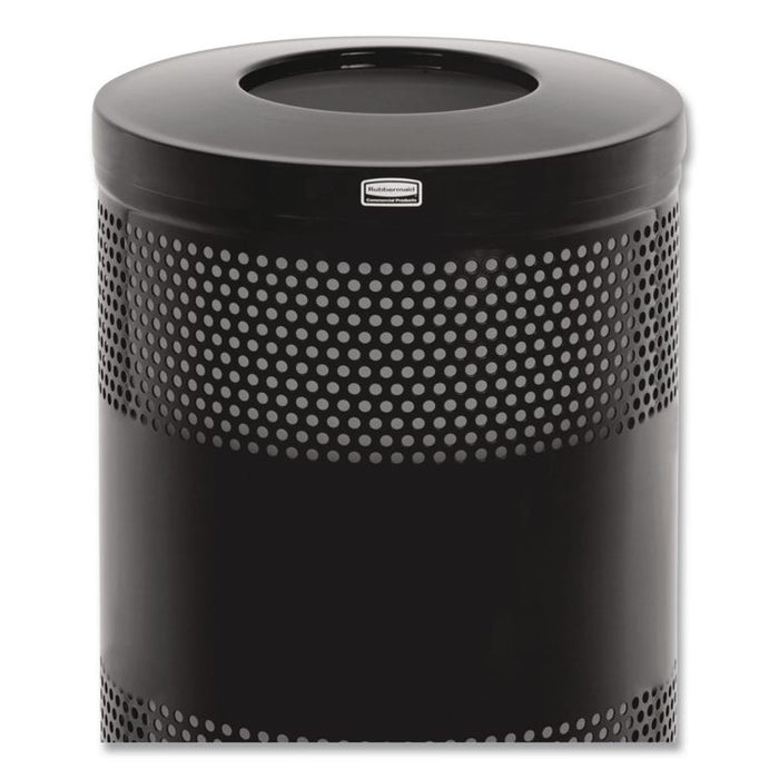 Classics Perforated Open Top Receptacle, 25 gal, Steel, Black